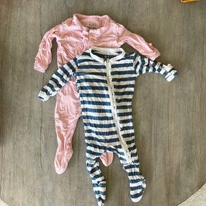 Kickee Pants - 2 Footie Bodysuits with Ruffles - 0-3M
